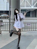 Yipinpay Dresses for Women White Hot Girl Empire Shirt Dress Womens Clothing Preppy Style Ankle-Length Solid Autumn/spring Clothes
