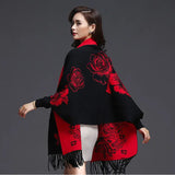 Yipinpay cashmere tassel poncho shawl dual-purpose scarf women knitted sweater top retro cheongsam cloak cape coat outside clothing