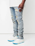 Yipinpay New Fashion Ripped Jeans For Men Trendy Slim Paint Craft Denim Pencil Pants Street Hipster Trousers male Clothing XS-XL