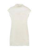 Yipinpay 2023 Black Knitted Dresses For Women Elegant Short Dresses Woman Mini Bodycon Dress Women High Neck Sleeveless Party Dress