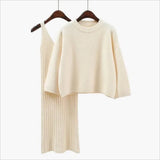 Yipinpay Sweater Set Women's Fashion Two-piece Skirt 2024 Spring And Autumn Solid Color Student Pullover