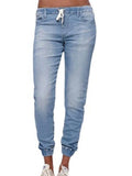 Yipinpay 2024 Women's Loose Jeans Plus Size Elastic Waist Ladies Comfortable Casual Foot Retraction Lantern Pants