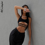 yipinpay Cropped Top Women Rave Festival Clothing Streetwear Outfits Solid Sleeveless Halter Tops Summer Clothes Bandage Tube Tops