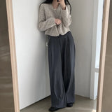 Yipinpay Temperament Slim Retro Simple V Neck Single Breasted Plaid Jacket Short Fashion Long Sleeve Tweed Cardigan Thin Autumn Top