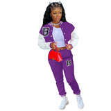 Yipinpay Letter Printing Joggers Leisure Two-Piece Set Women's Sports Training Jogging Uniform Baseball Uniform Suit