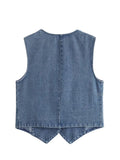Yipinpay 2024 Women Blue Denim Waistcoat Sexy Sleeveless Single Breasted Female Summer Vest Top