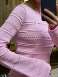 Yipinpay Hollow Out Bodycon Knit Dress Female Patchwork Solid High Waist Long Sleeve Fashion Knitwear Party Dress Gown Streetwear