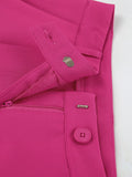 Yipinpay Rose Pink Elegant Pleated Pant Women Spring 2023 High Waisted Wide Legs Pants Casual Ladies Office Floor-Length Pant