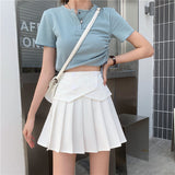 Yipinpay Pleated Skirt Women Kawaii Black Patchwork High Waisted Mini Skirts for Girls Summer Korean Fashion Preppy Style Elegant