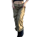 Yipinpay Women Solid Color Skirt, Drawstring Pleated Adjustable Elastic High Waist Half Dress Casual Daily Clothes