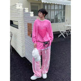 Yipinpay High Waist Jeans Loose Straight Baggy Wide Leg Pants Female Aesthetic Y2k Korean Fashion Tie Dye Denim Trousers Women