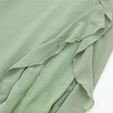 Yipinpay Green Ruffle Dress Woman Chiffon Slip Long Dress Women Asymmetric Backless Sexy Party Dresses Midi Holiday Summer Dresses