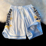 Yipinpay retro alphabet print five-point shorts women's 2023 new summer trend loose casual sports pants couples all-match shorts