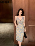 Yipinpay Vintage Sexy Dresses Women Lace Embroidery Sleeveless V Neck Summer New Slim Backless Elegant Dress Female Party