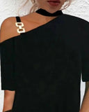 Yipinpay Strap Cold Shoulder Contrast Mesh Casual Dress women summer 2023 new fashion black mini dresses