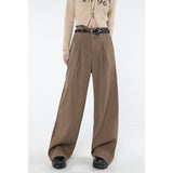 yipinpay Womans Pants High Waist Vintage Advanced Sense Straight Trouser 2023 American Style Chic Design Baggy Wide Leg Suit Pants