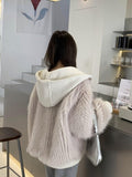 Yipinpay Autumn Winter Loose Casual Hairy Shaggy Soft Warm Faux Fur Coat Women with Hood Long Sleeve Korean Fashion 2023