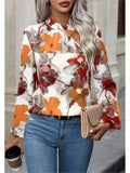 Yipinpay Women's Casual Shirts Spring Autumn New Painted Big Flower Folds Fashion Blouse Losse Pullover Top Boho Female Clothing