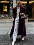 Yipinpay Korean Women Woolen Coats Fashion Elegant Solid Thick Warm Turn-Down Collar Vintage Overcoat Casual Ladies Streetwear