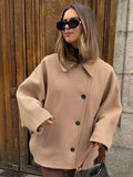 Yipinpay Lapel Woolen Jacket For Women 2024 Spring Single Breasted Long Sleeve Coats Female Elegant Oversized Chic Street Outwear