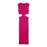 Yipinpay Black Knitted Dresses For Women 2023 Cut Out Bodycon Long Dress Women Sexy Midi Party Dresses Sleeveless Summer Dress