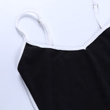 Yipinpay Black Dress Women Patchwork Striped Sleeveless Mini Bodycon Dress Sexy Clubwear Summer Spaghetti Straps Outfit