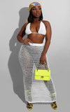 Yipinpay Women's Solid Color Summer Fashion Hand-Knitted Hollow Out Beach Smock Sexy Grid Perspective Two-Piece Set Nightclub Bar Suit