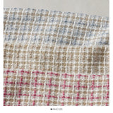 Yipinpay Round Short Sleeve Tweed Top Women Single-breasted Cardigan Jacket Pink Plaid Shirts Crop Button Blusas Mujer Camisas