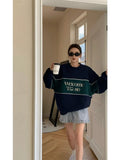 Yipinpay Women Sweatshirt Korean Casual Pullover New Vintage Loose Letter Print Top Fashionable Versatile Temperament Female Wear