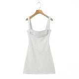 Yipinpay 2024 Women Chest Embroidery Sling Sexy Dresses Vintage Black Sleeveless Female Party Mini Robe