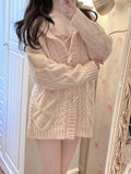 Yipinpay Winter Long Sweater Cardigan + Bodycon Y2k Mini Skirt Pink Kawaii Knitted Dress Set Korean Fashion Sexy Slim Suit Woman