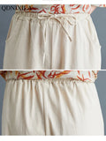 Yipinpay Spring Summer Literary Vintage Cotton Linen Women's Pants Loose Oversized Wide Leg Pants High Waist Linen Pants Trousers