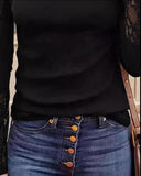 Yipinpay new fashion Casual sexy Tee Contrast Lace Cold Shoulder Long Sleeve Top fall outfits women t-shirts fashion woman blouses