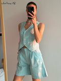 Yipinpay Summer White Elegant Cotton Linen Vacation Outfits Vest Tops And Hot Pants 2-Piece Suit 2023 Office Lady Shorts Sets