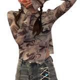 Yipinpay Women T-shirts Fall Winter 2023 Sexy Crop Top Clothes y2k Graphic Fairy Grunge Aesthetic Vintage Long Sleeve Top Streetwear