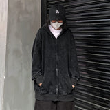 Yipinpay Washed Distressed Hoodies Streetwear Women Grunge Gothic Oversize Long Sleeve Zip Up Hoodie Vintage Couple Cardigan