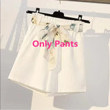 Yipinpay Women's Summer Shorts Suit 2024 New Casual Printed Shirt Top Pants Two Piece Korean Fashion Elegant Short Sleeve Blouse Set