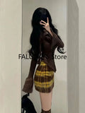 Yipinpay Winter Vintage 2 Piece Set Office Lady Casual Outwaer Mini Skirt + Women Evening Party Slim Sexy Y2k Blouse Korean Fashion