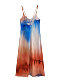 Yipinpay Tie Dye Slip Dress Woman Print Backless Long Dress Women Sleeveless Midi Summer Dresses Woman 2023 Beach Casual Dresses