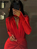 yipinpay Sexy Club Long Sleeve Skinny Women Elegant Low Cut Bodysuit One Pieces High Waist Y2K Rompers Body Tops Outfits 2023