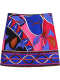Yipinpay Women Skirt Print High Waist Mini Skirt Y2k Streetwear Short Skirts Woman Fashion 2023 Vintage Summer Elegant Skirts