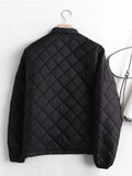 Yipinpay New Autumn Women Oversize Quilted Flight Jacket Vintage Black Long Sleeve Female Zipper Outerwear Loose Coat