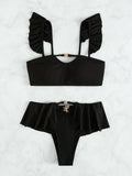 Yipinpay Bikini High Waist Women Swimsuit 2023 Ruffle Bikinis Set Female Swimwear Swimming Suit Beachwear Bathing Suit Biquini