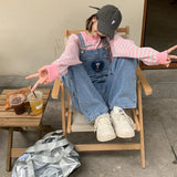 Yipinpay Retro Baggy Overalls Jeans For Women Summer Casual High Quality Wide Pants Light Blue Jumpsuit Denim Trousers Female