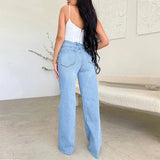 Yipinpay Fall New Women's High Waist Ripped Jeans Fashion Loose Denim Wide Leg Pants Casual Female Trousers S-2XL Drop Shipping