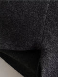 Yipinpay Women Dark Gray Asymmetrical Scarf Crop Knit Coat Vintage Oversize Female Winter Warm Outerwear