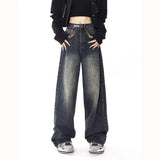 Yipinpay Y2k Baggy Jeans Women Straight Loose BF High Waist Casual Jean Female Denim Wide Leg Pants Femme Autumn Winter Trousers