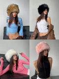 Yipinpay Women's Warm Winter Faux Fur Hat Cossack Russian Style Thick Furry Fuzzy Fluffy Cap Grunge Outdoor Earwarmer Ski Hat