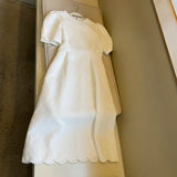 Yipinpay O Neck Puff Short Sleeve Purple Plaid Dress Women Maxi Fashion Korean White Tweed Dress Robe Vestidos Long 2023 Fall