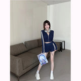 Yipinpay Sports Style Suit Women's Summer Long-sleeved Hooded Zipper Coat High Waist Shorts Casual Two-piece Set Female Clothes
